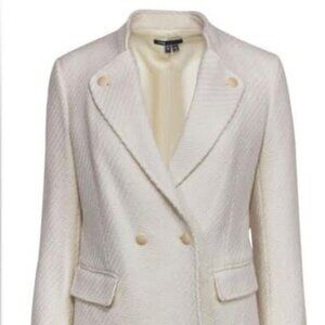Vince size 8 Ivory tweed double breasted blazer